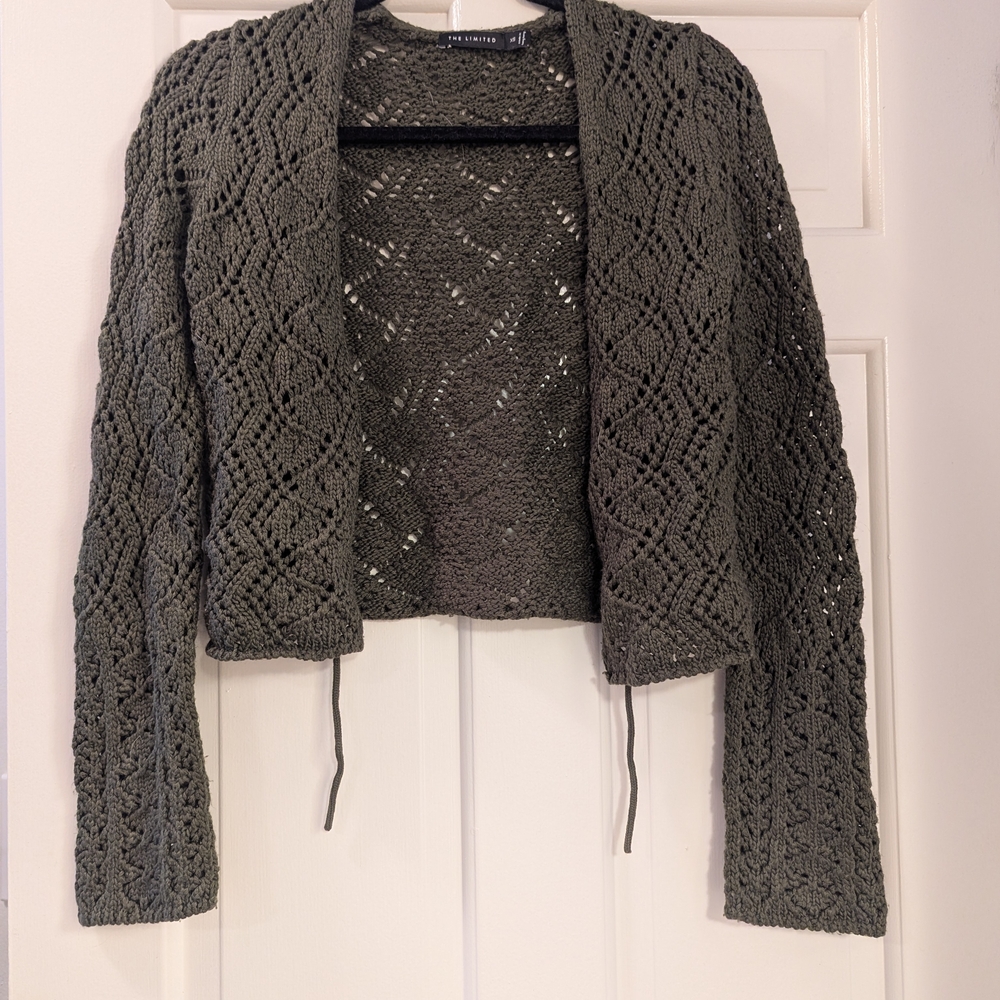 Women's Dark Green Crocheted Sweater